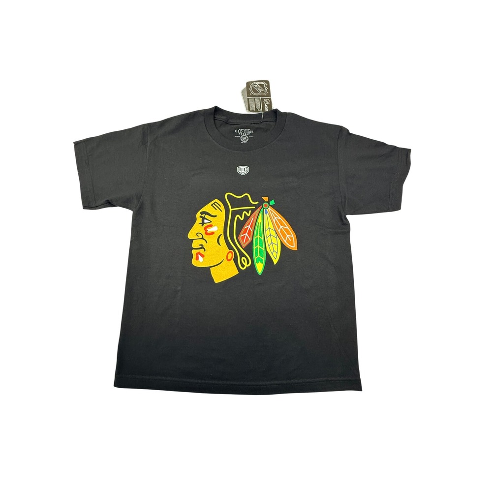 Old Time Hockey Chicago Blackhawks NHL T-Shirt Youth Large Charcoal Grey NWT
